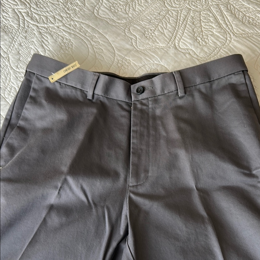 Haggar Gray Chinos Flat Front